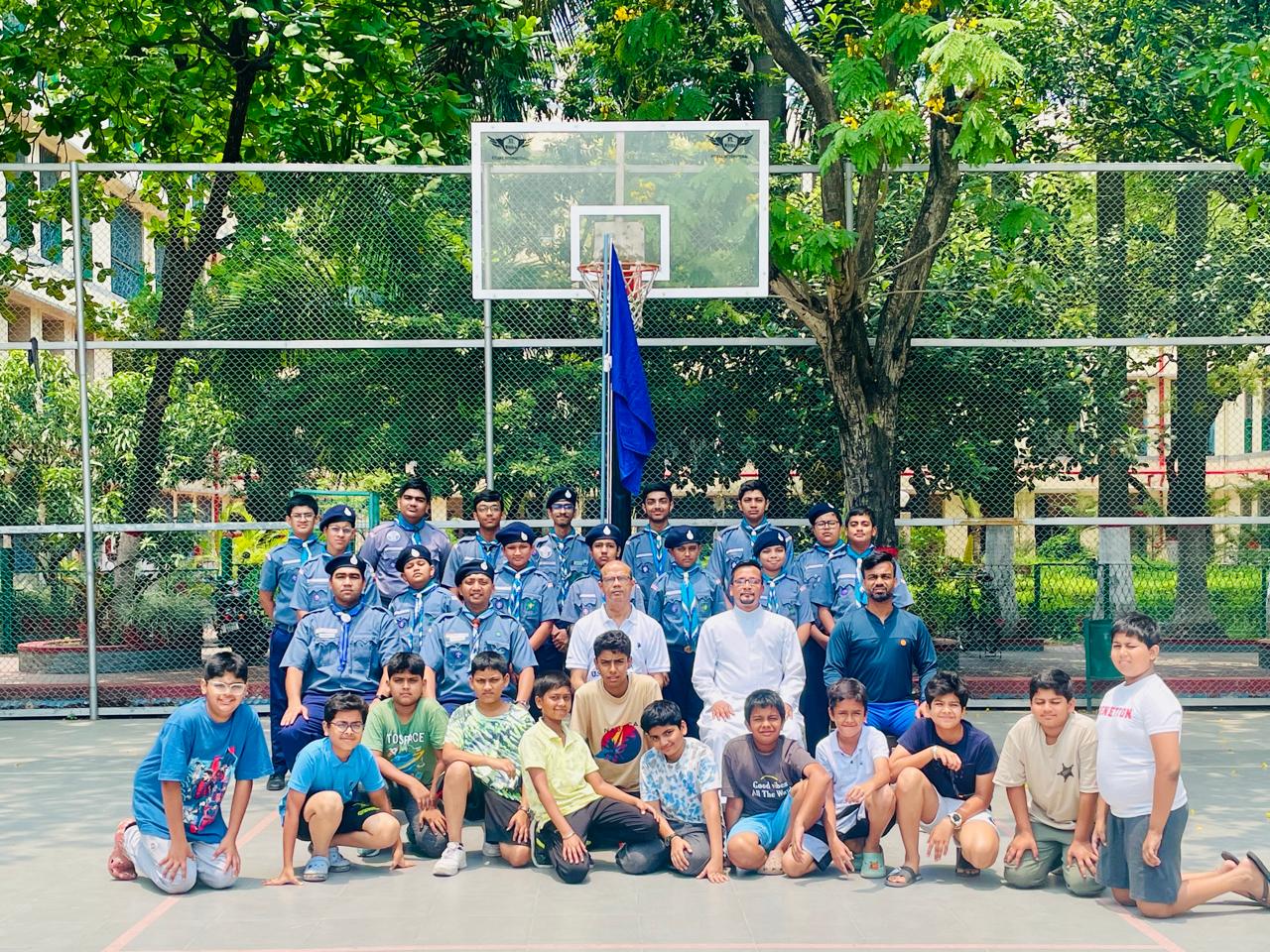 Group photograph of 23/1st Calcutta Don Bosco Scout Troop